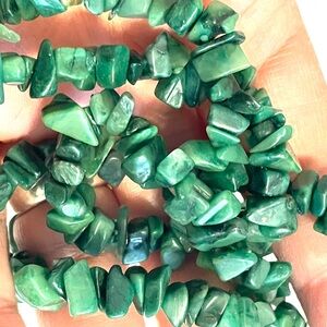 Green Stone Nugget Bead Strand